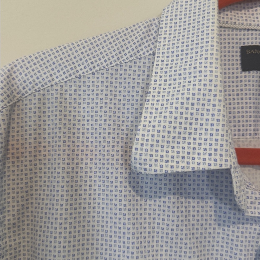 Banana Republic Slim Fit Patterned Blue Button Down Shirt